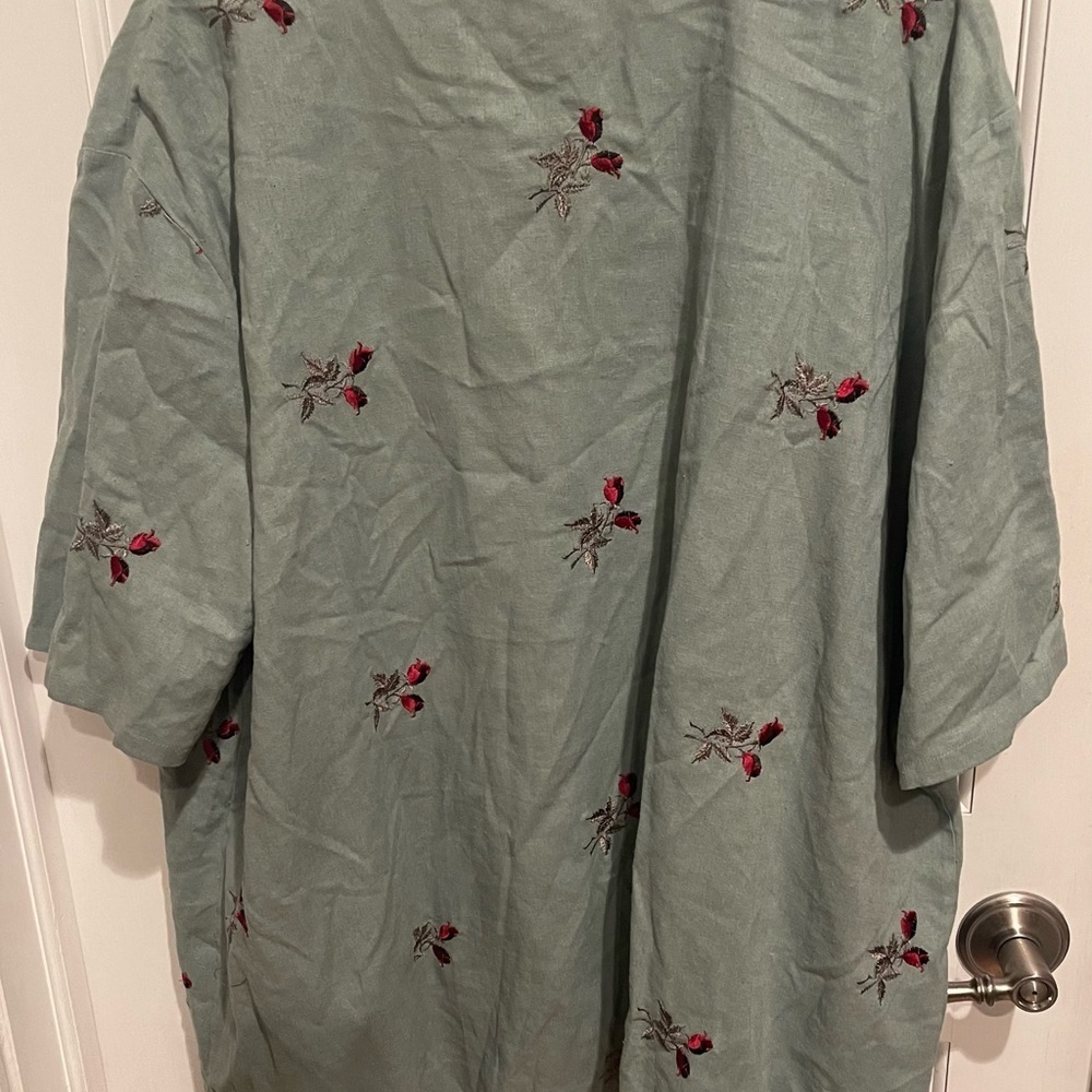 I.S.C. Linen Blend Mossy Green Embellished Sleeveless Tank and Blouse Combo 3X - Picture 8 of 8